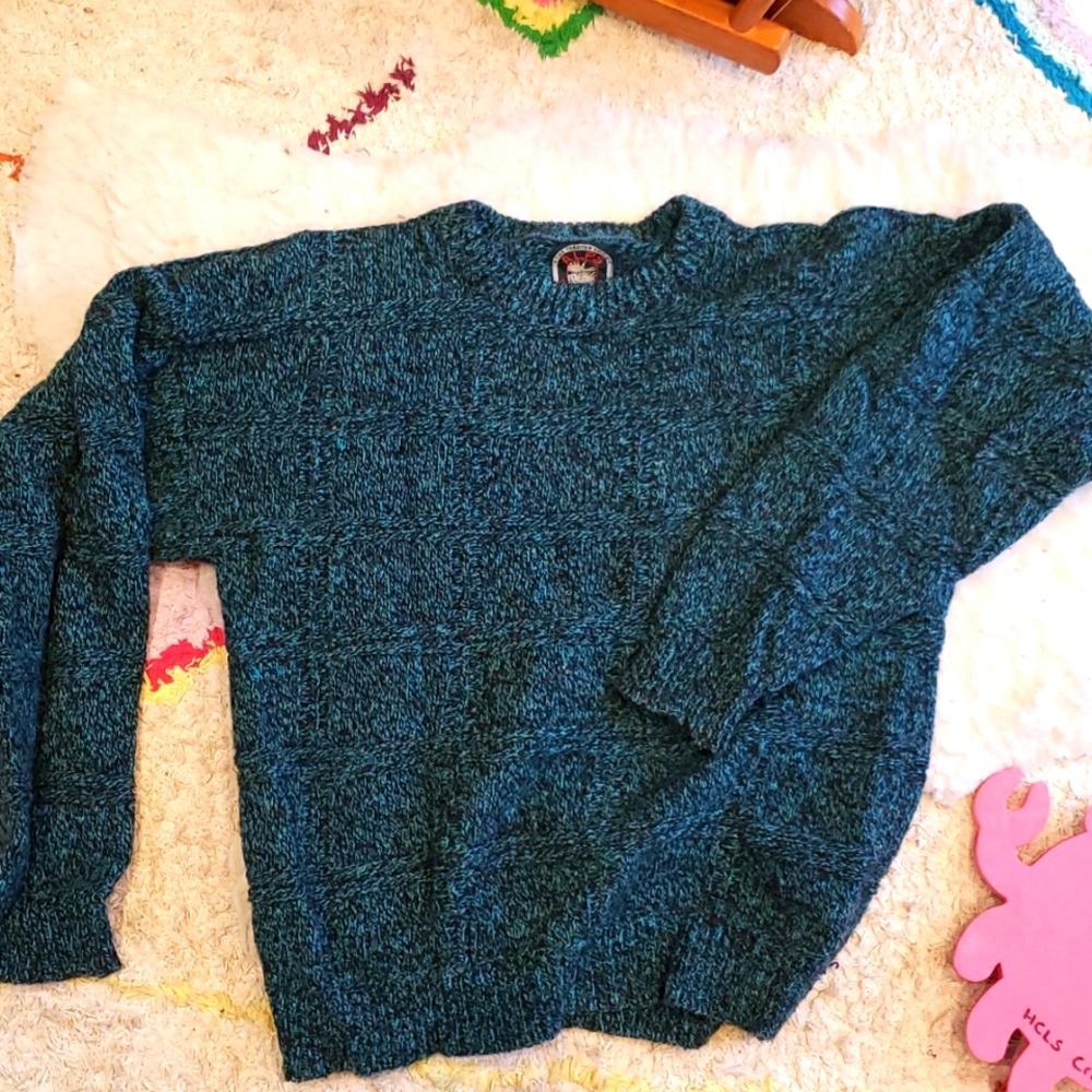 Vintage Turquoise Knit Alps Sweater